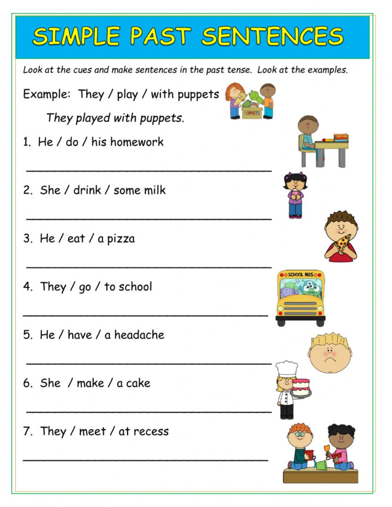 Simple Past Sentence Making 2 Worksheet