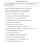 Simple Predicate Worksheet Subject And Predicate Worksheets Subject