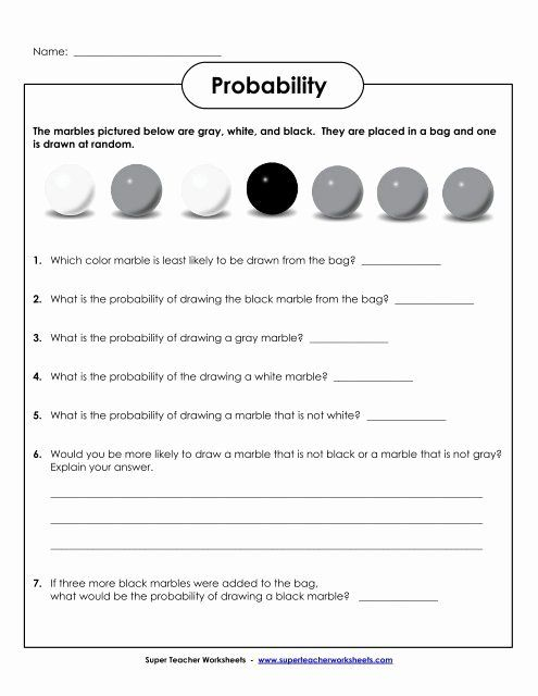 Simple Probability Worksheet Pdf Elegant Probability Marbles Basic 