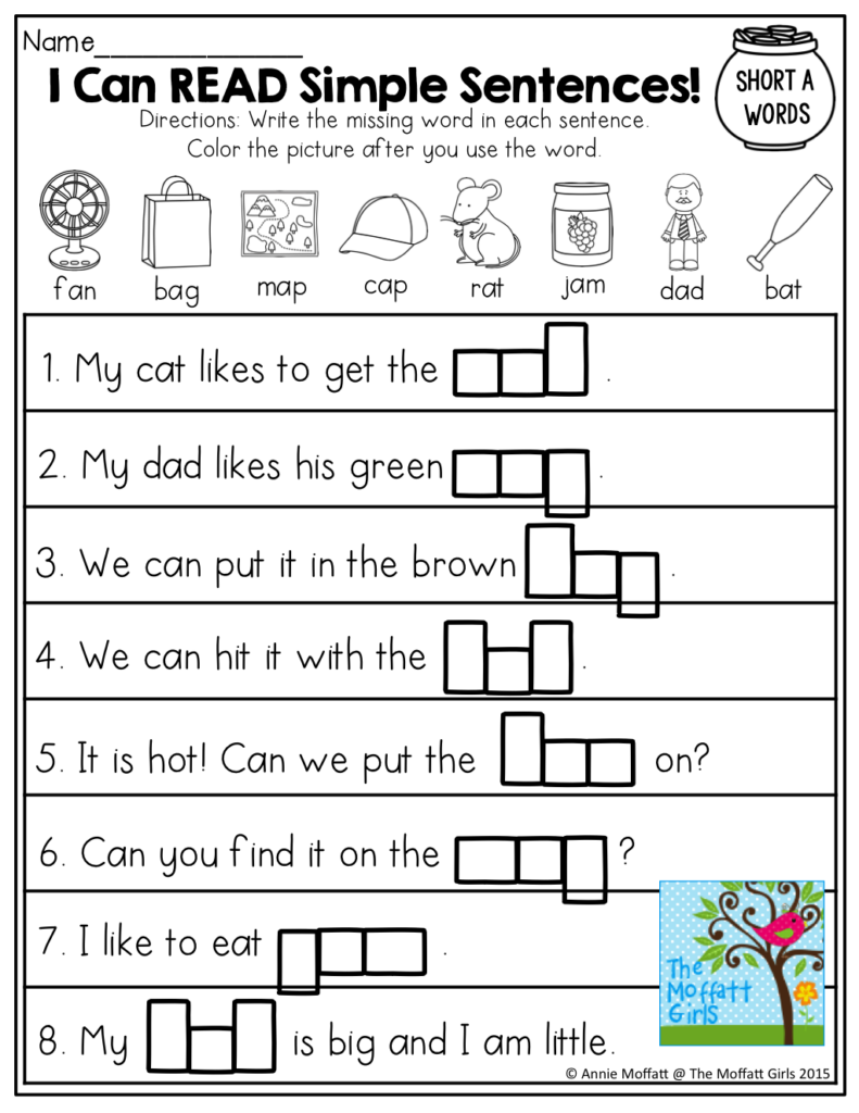 Simple Sentences For Kids Google Word Family Worksheets 