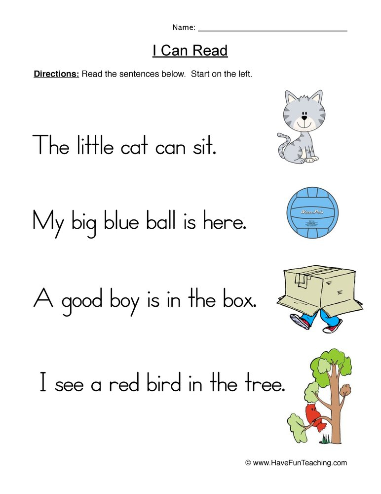 Simple Sentences Worksheet 1