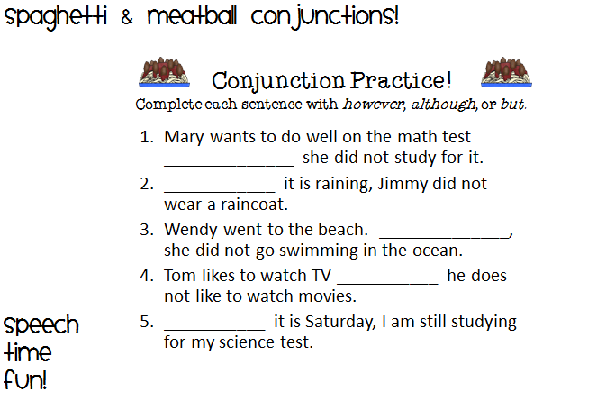 Spaghetti Meatball Conjunctions Using Although However And But 