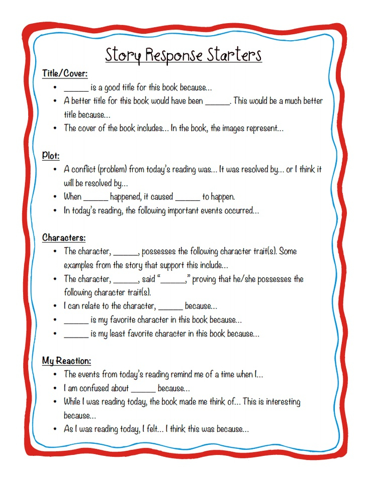 Story Response Starters pdf Google Drive Sentence Stems Book 