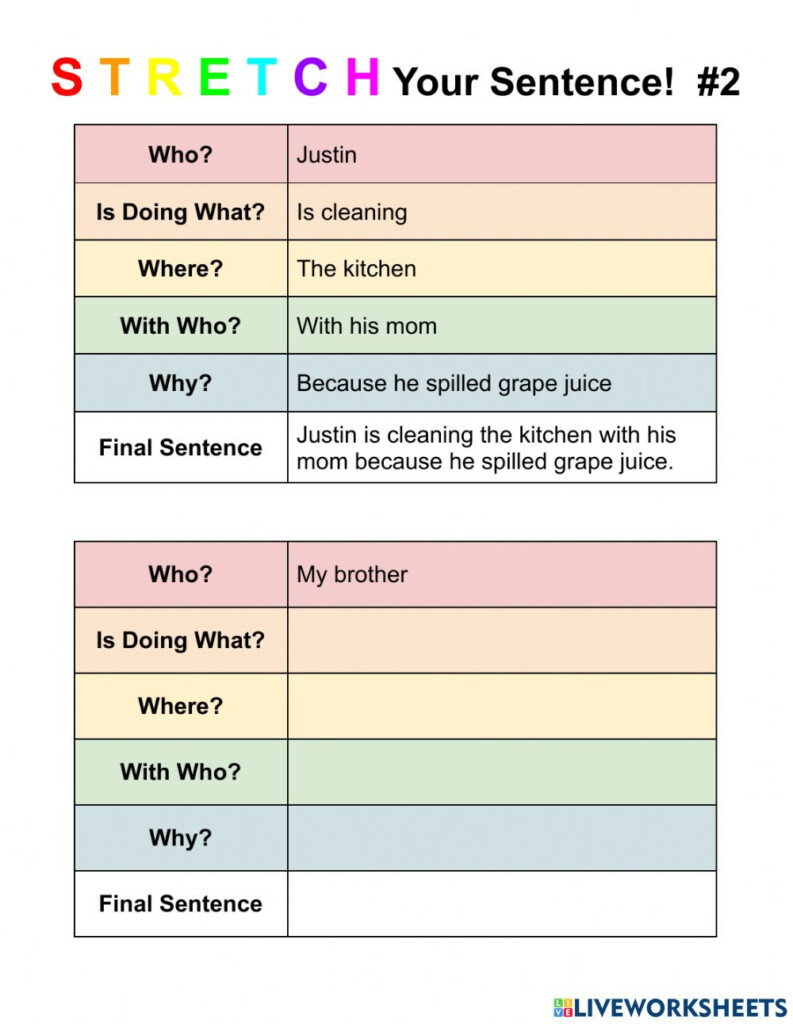 Stretch Your Sentence 2 Worksheet
