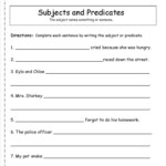 Subject And Predicate Worksheet Subject And Predicate Worksheets