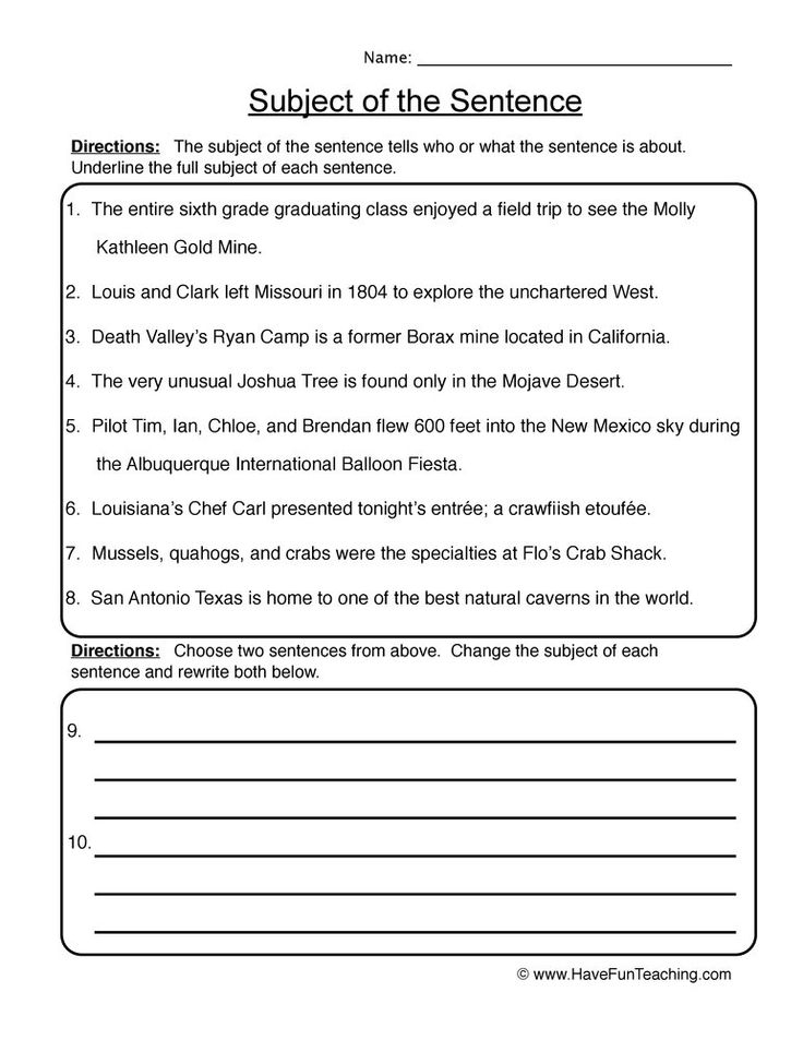 Subject Of The Sentence Worksheet In 2020 With Images Subject And 