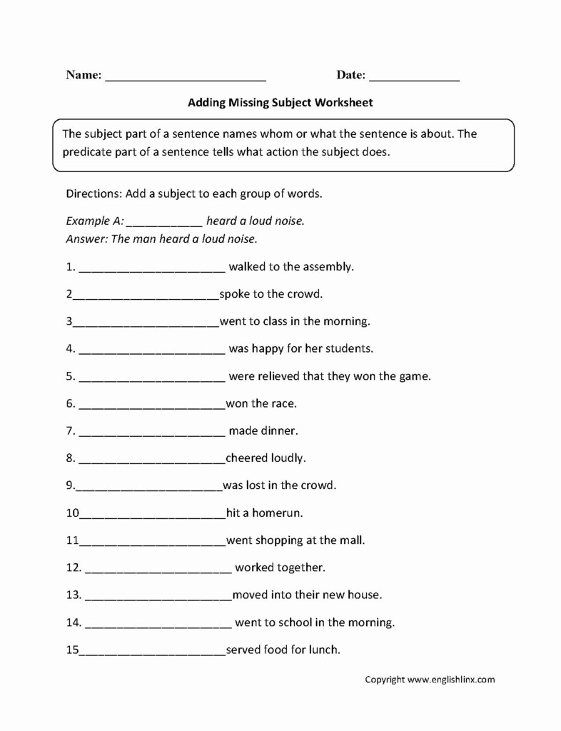 Subject Predicate Worksheet Pdf Fresh Plete Subjects Worksheets 