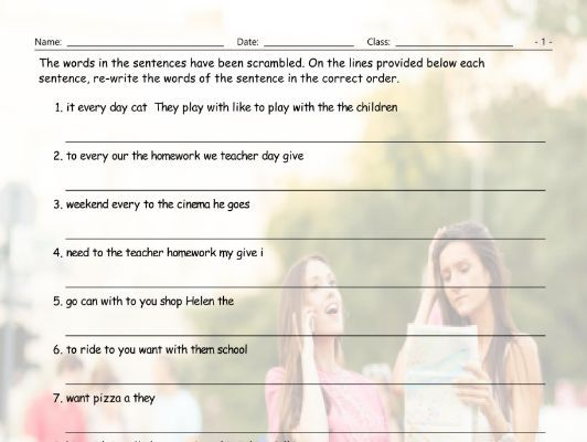 Subject Pronouns Scrambled Sentences Worksheet Teaching Resources