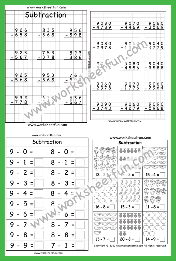 Subtraction Worksheets Subtraction Worksheets Subtraction Word 