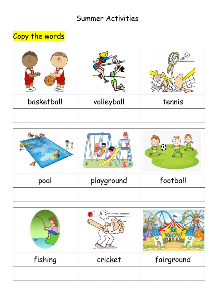 Summer Activities Online Worksheet