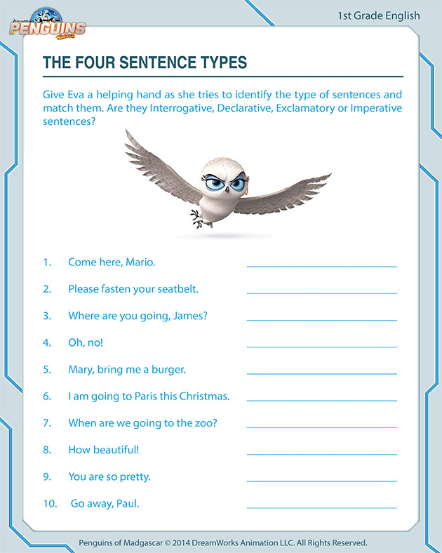 The Four Sentence Types Fun English Worksheets JumpStart