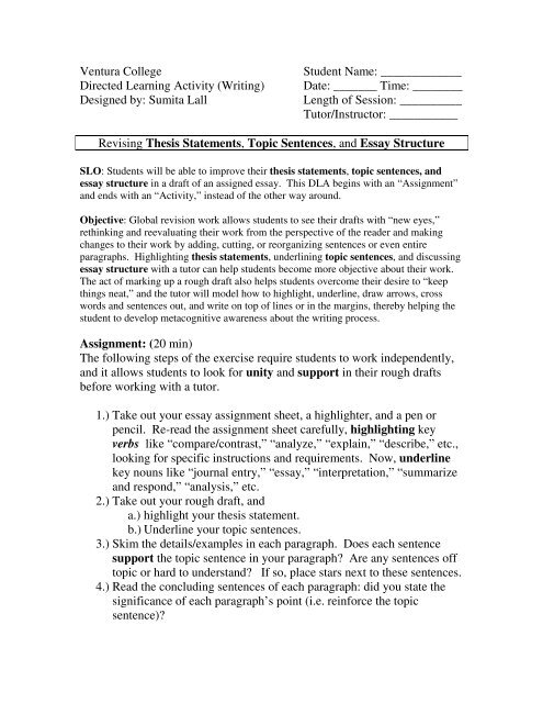 Thesis Statement Exercises Worksheets With Answers Pdf Thesis Title 