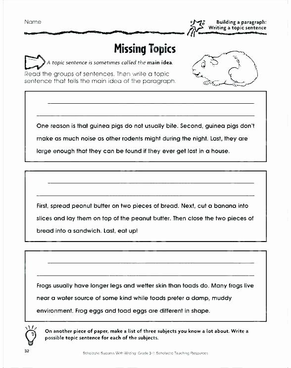Topic Sentence Worksheets 5th Grade Upgrade Sort Us Main Idea Practice 