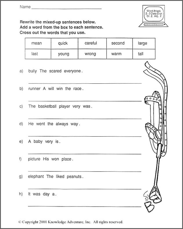 Trapping The Robbers Scrambled Sentences 2nd Grade Language Arts 