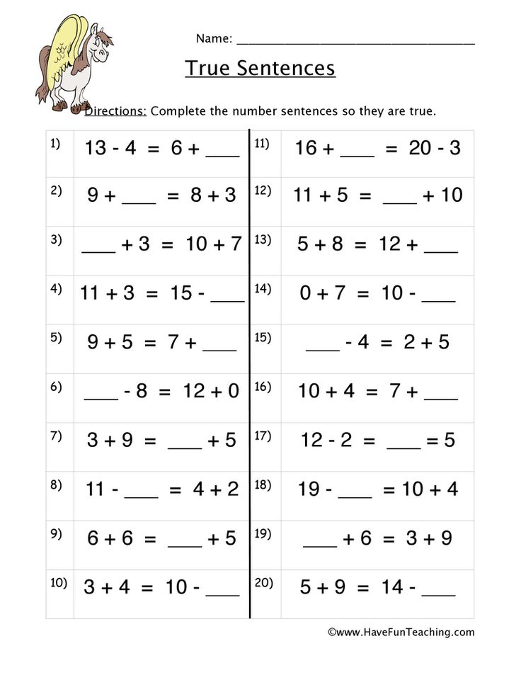 True Addition Number Sentences Worksheet Have Fun Teaching Math