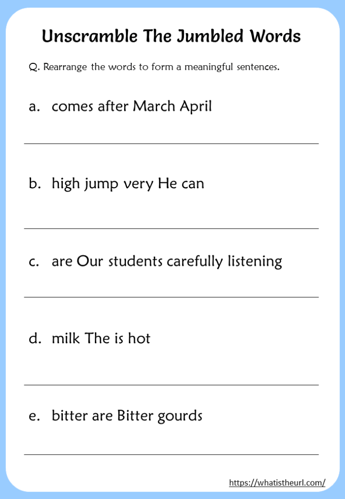 Unscramble the jumbled words worksheet Your Home Teacher