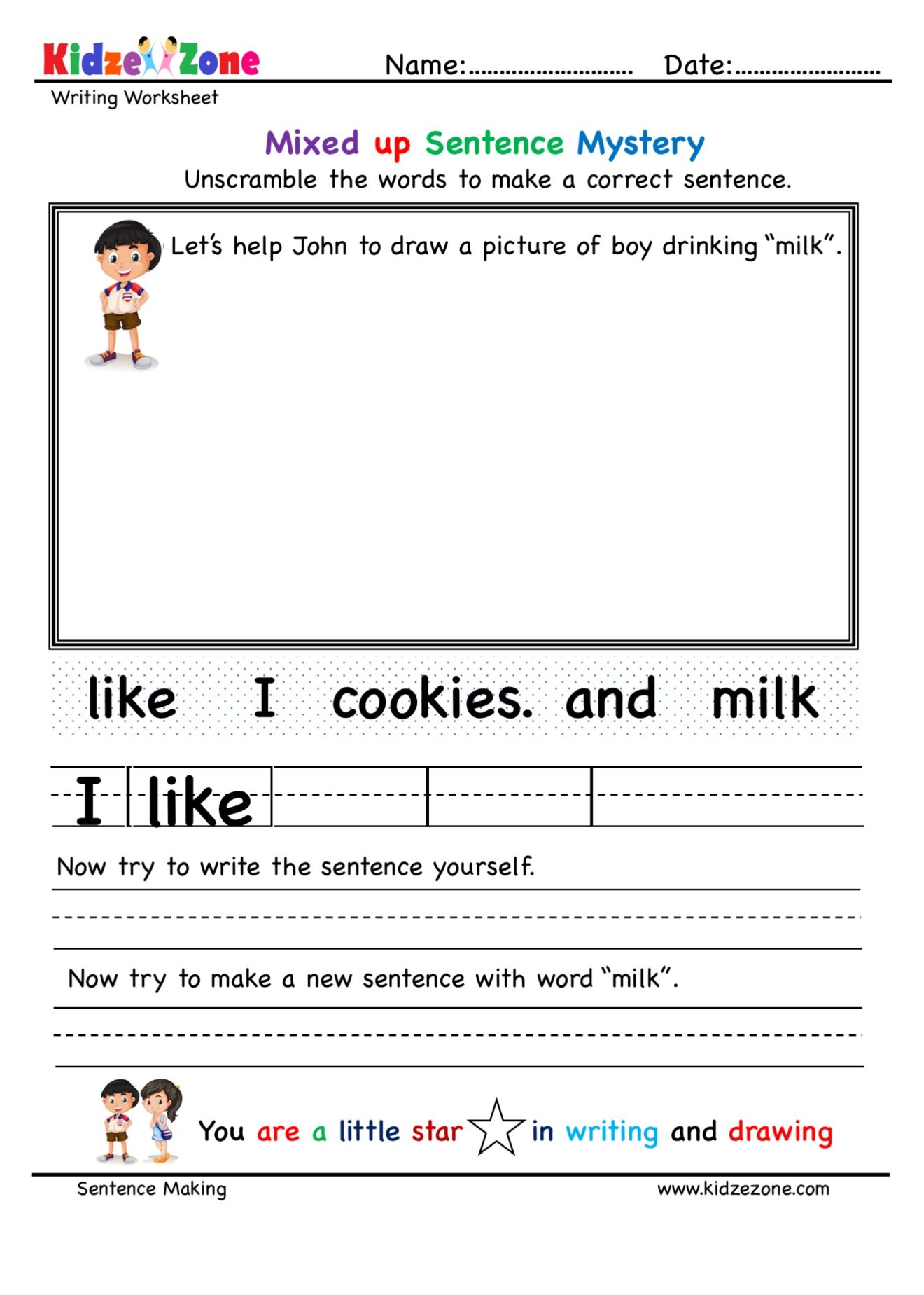 Unscramble Words And Build A Sentence Worksheet 6 KidzeZone