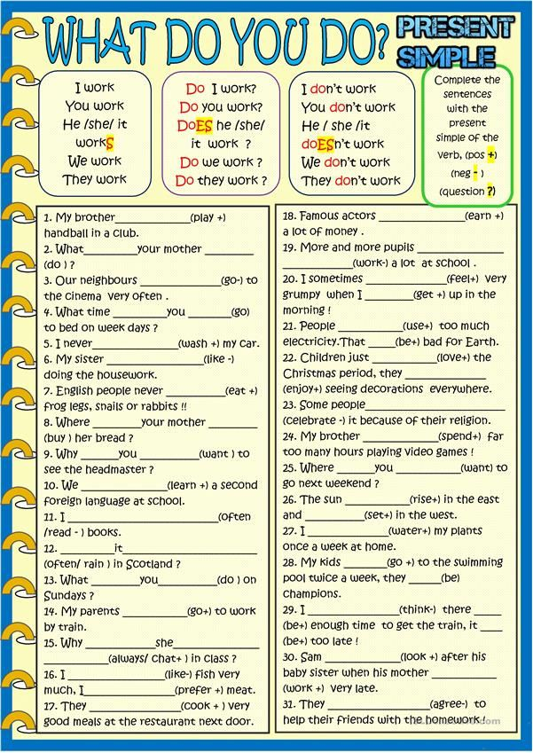 What Do You Do Present Simple Affirmative Negative 