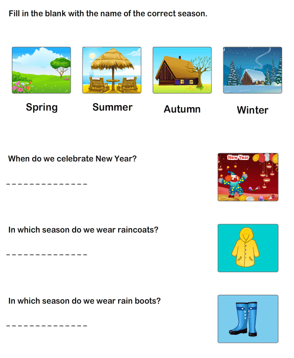 Worksheet To Learn Seasons Learning Worksheets For Kindergarten
