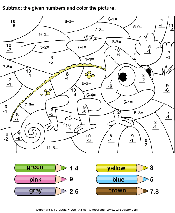 Write Difference And Color Using Key Worksheet Turtle Diary