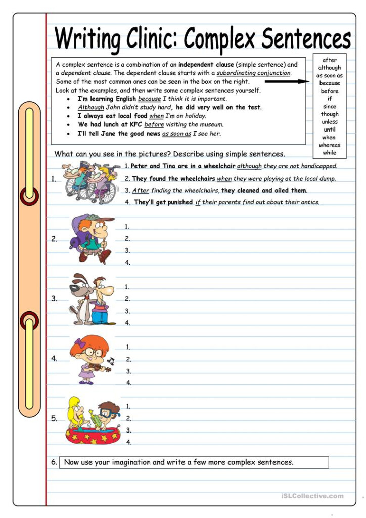 Writing Clinic Complex Sentences English ESL Worksheets For Distance 