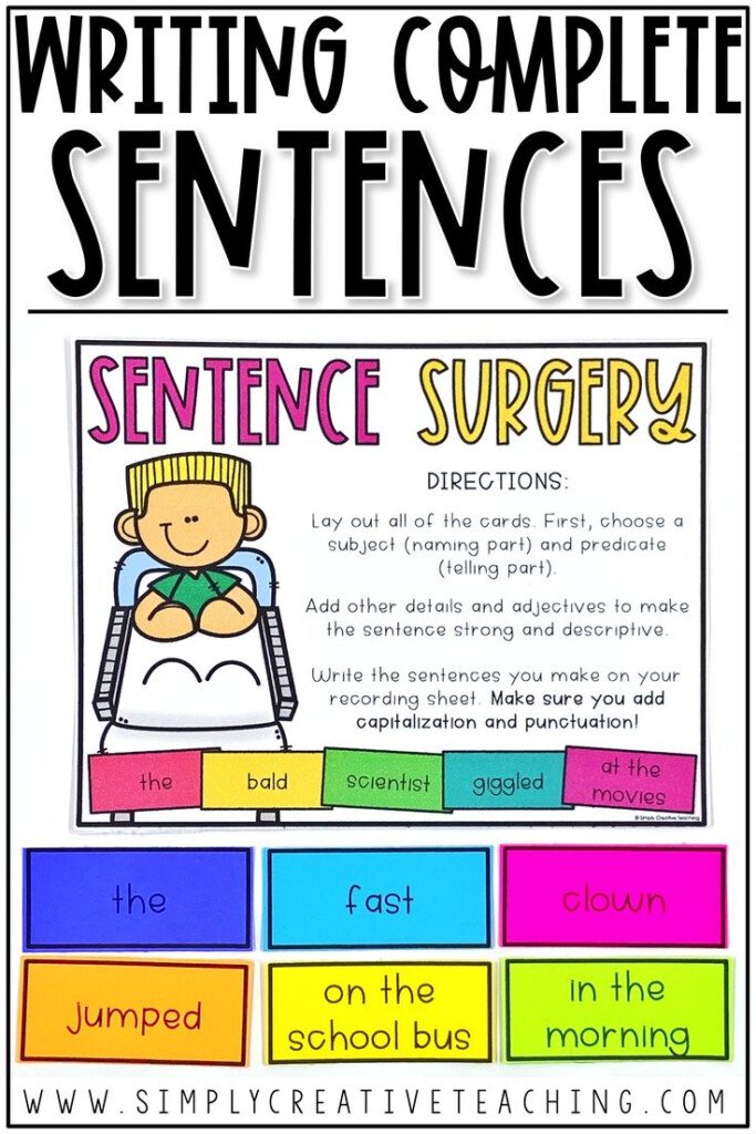 Writing Complete Sentences Simply Creative Teaching Writing 