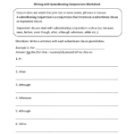 Writing With Subordinating Conjunctions Worksheets Middle School