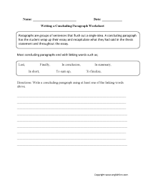 Writing Worksheets Paragraph Writing Worksheets