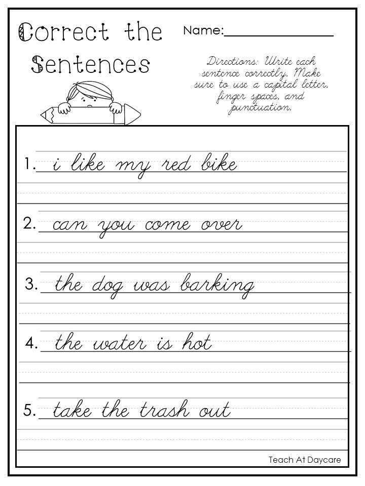 10 Cursive Correct The Sentences Worksheets Made By Teachers