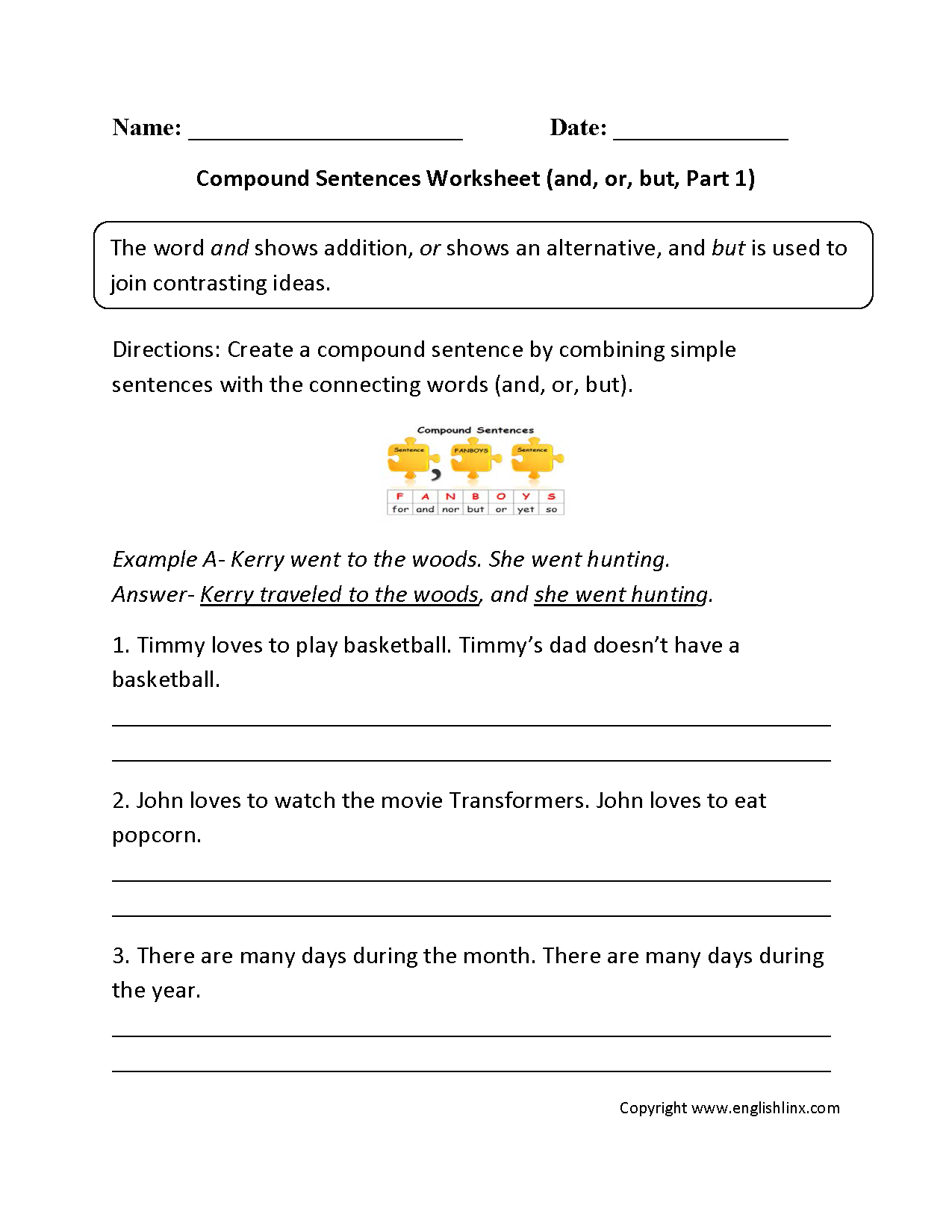 14 Best Images Of Worksheets Compound Sentences Worksheeto