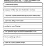 20 Complete Sentences Worksheet 4th Grade Simple Template Design