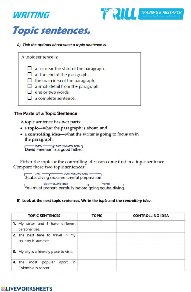 20 Topic Sentences Worksheets Grade 4 Worksheet From Home