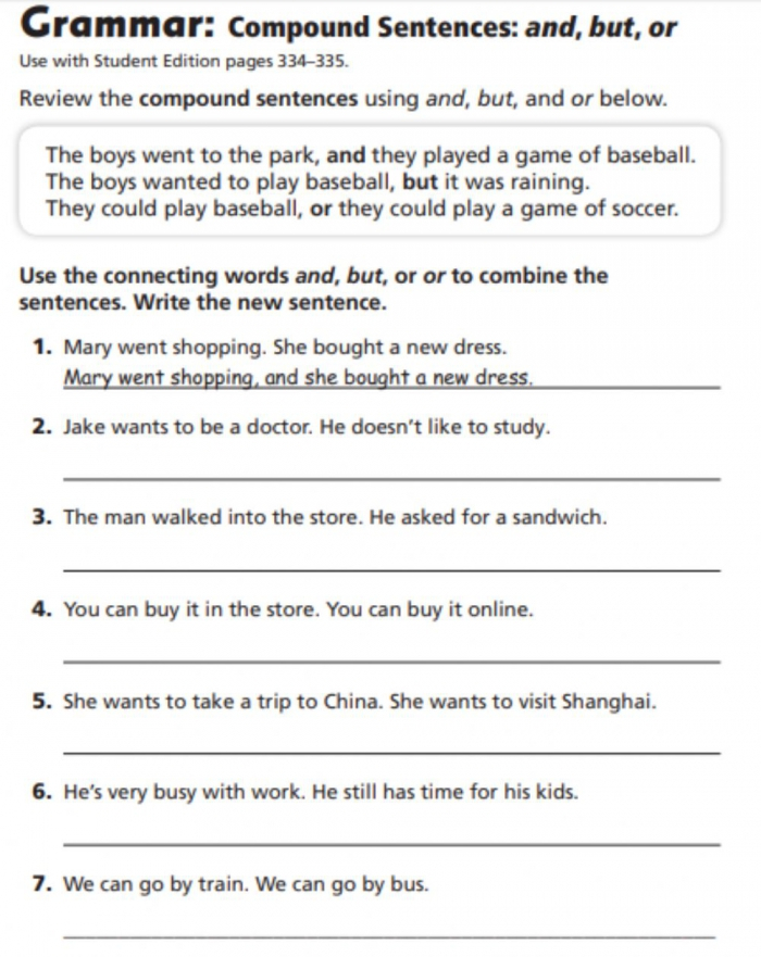 7th Grade Compound Sentences Worksheet