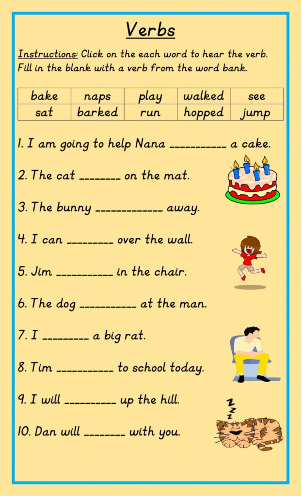 Action Verbs Online Worksheet For Grade 1 You Can Do The Exercises 
