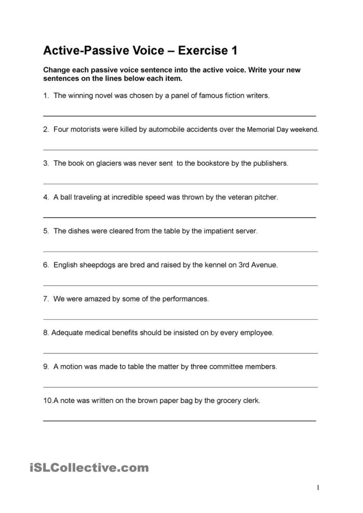 Active And Passive Voice Exercises For Class 10 With Answers Exercise 