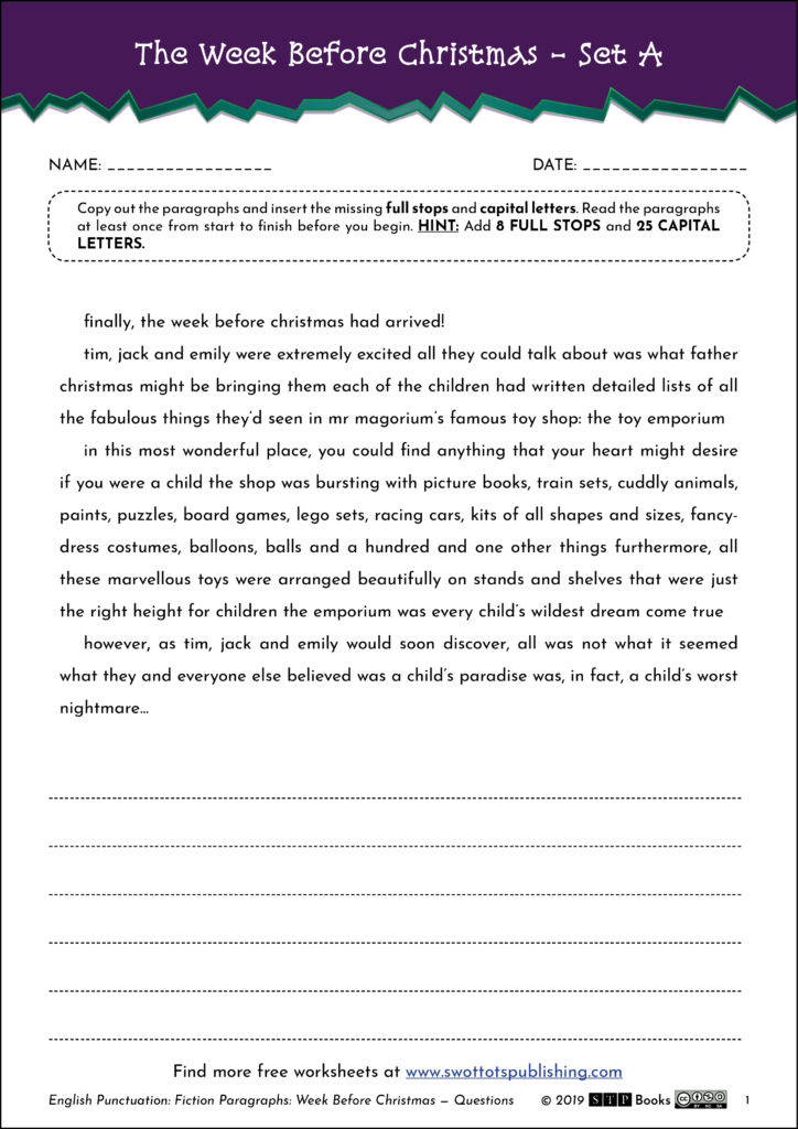 Christmas Fiction Paragraph Punctuation 01 KS2 STP Books