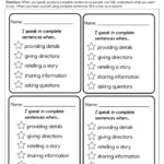 Complete Sentences Worksheets 99Worksheets