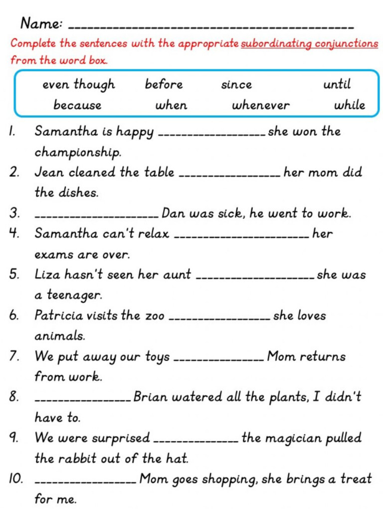 Complex Sentences Activity