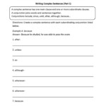 Complex Sentences Worksheet Writing Sentences Complex Sentences