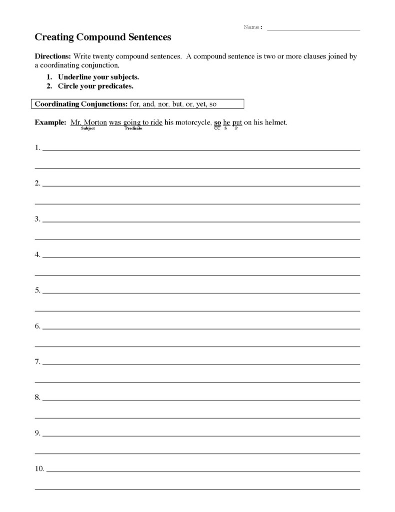 Compound Complex Sentences Worksheet