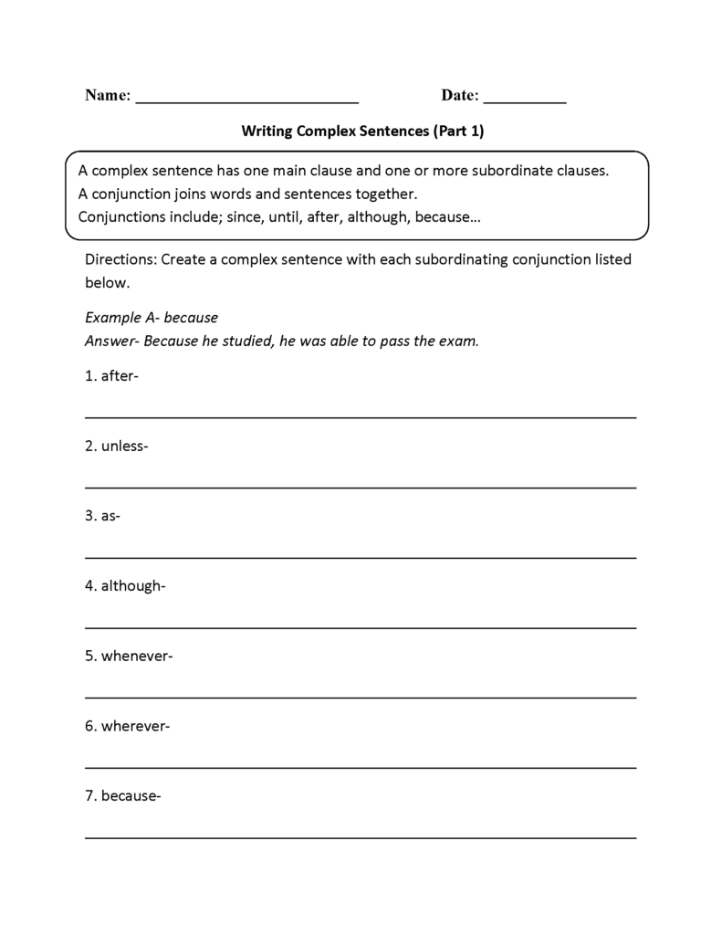 Compound Sentences Worksheet Pdf