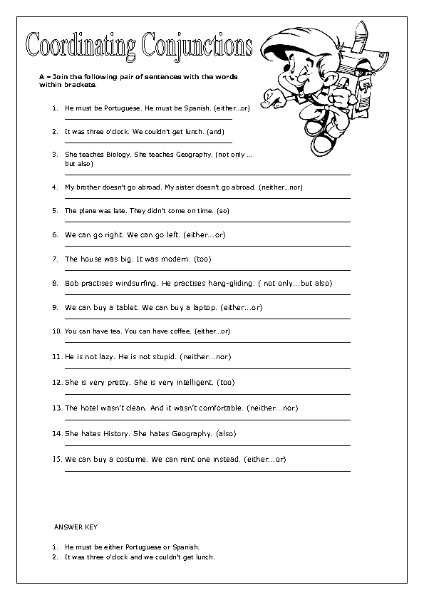 Correlative Conjunctions Worksheets 646003 Coordinating Conjunctions