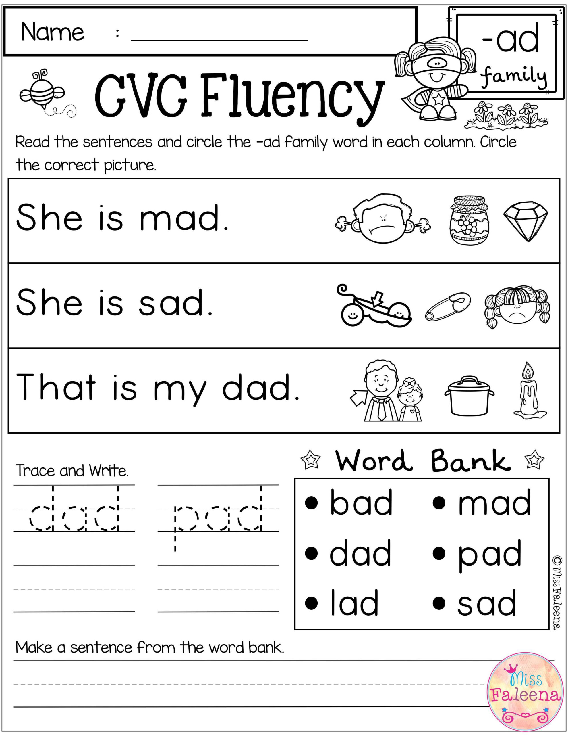 CVC Fluency Cvc Words Worksheets Making Words Kindergarten Writing