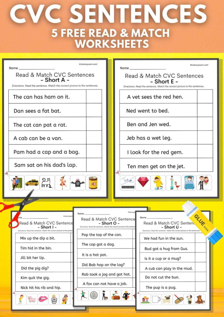 CVC Sentences With Read Match Worksheets Literacy Learn