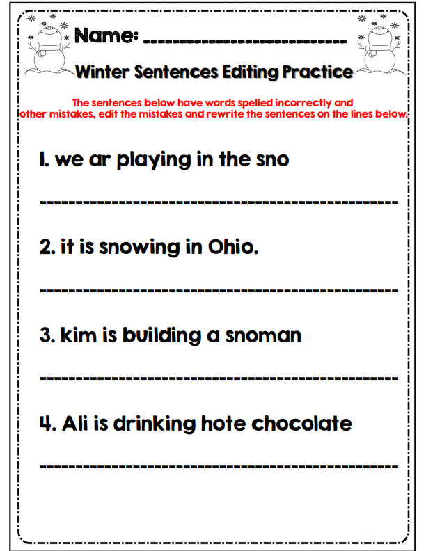  Daily Sentence Editing Worksheets Free Download Goodimg co