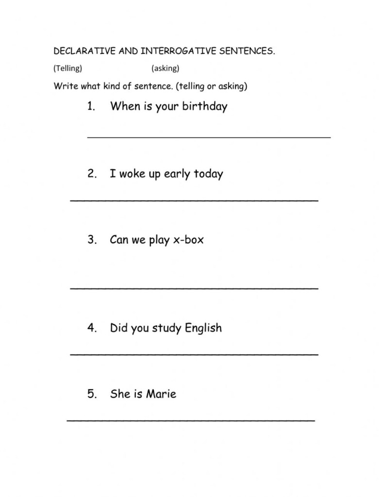 Declarative And Interrogative Sentences Activity