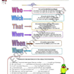 DEFINING RELATIVE CLAUSES Worksheet Relative Clauses Relative