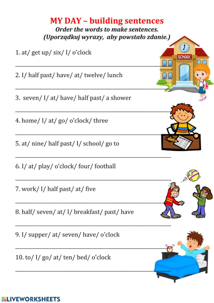 Ejercicio De My Day Sentence Building