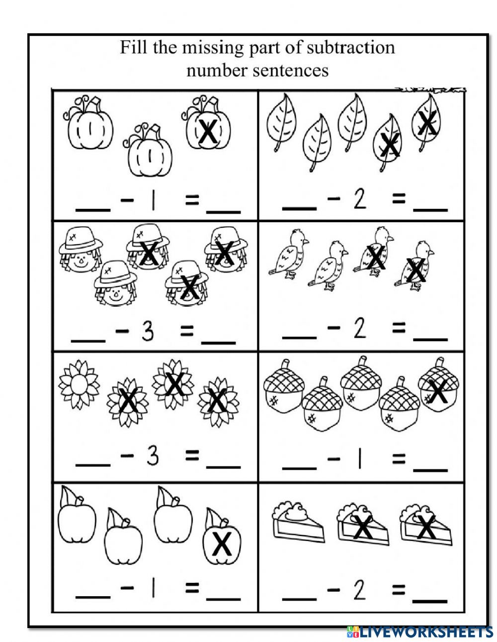 Ejercicio De Subtraction Number Sentence