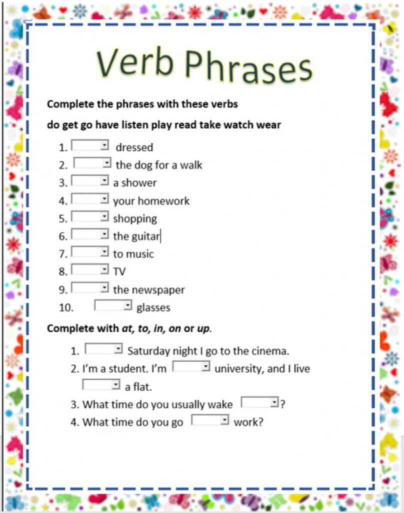 Ejercicio De Verb Phrases